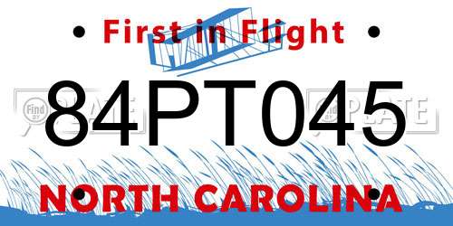 84PT045 North Carolina License Plate