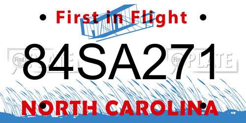 84SA271 North Carolina License Plate