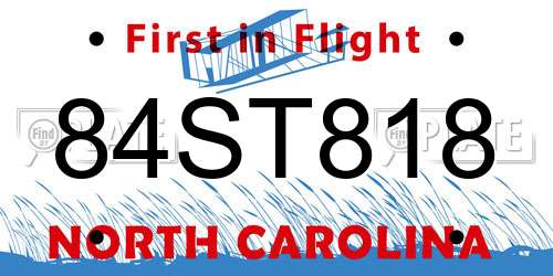 84ST818 North Carolina License Plate