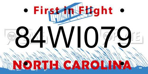 84WI079 North Carolina License Plate