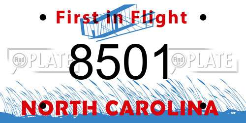 8501 North Carolina License Plate