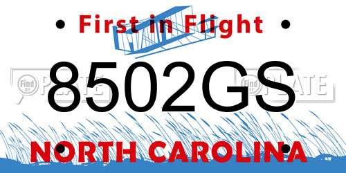 8502GS North Carolina License Plate
