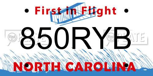850RYB North Carolina License Plate