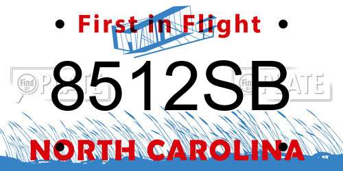 8512SB North Carolina License Plate