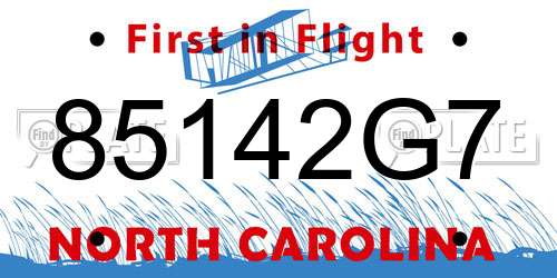 85142G7 North Carolina License Plate
