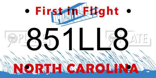 851LL8 North Carolina License Plate