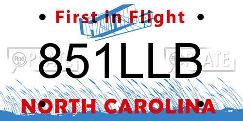 851LLB North Carolina License Plate