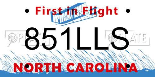 851LLS North Carolina License Plate