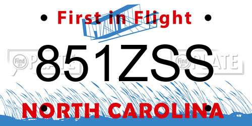 851ZSS North Carolina License Plate
