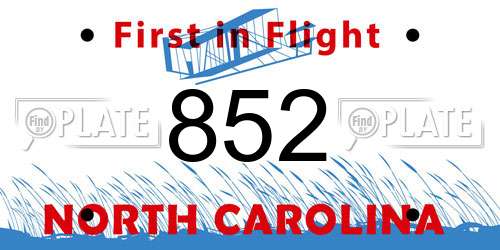 852 North Carolina License Plate