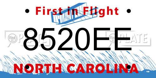 8520EE North Carolina License Plate