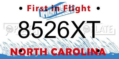 8526XT North Carolina License Plate