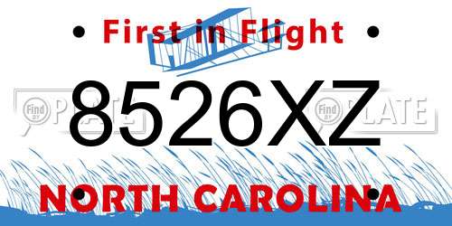 8526XZ North Carolina License Plate