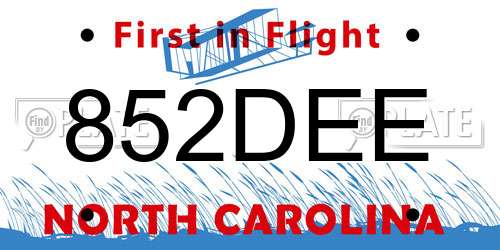 852DEE North Carolina License Plate