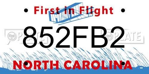852FB2 North Carolina License Plate