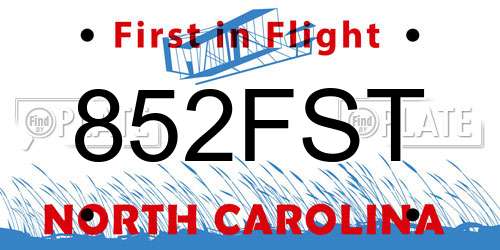 852FST North Carolina License Plate