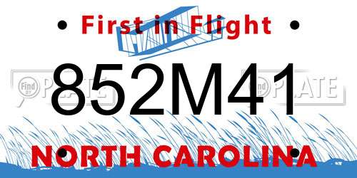 852M41 North Carolina License Plate