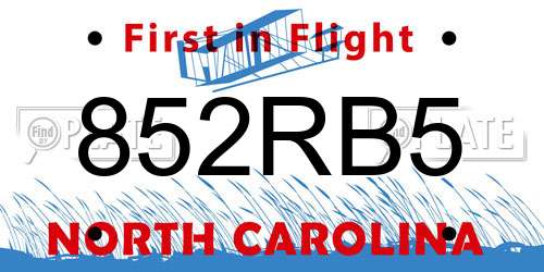 852RB5 North Carolina License Plate