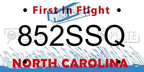 852SSQ North Carolina License Plate