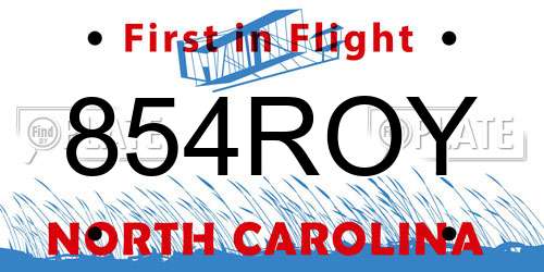 854ROY North Carolina License Plate