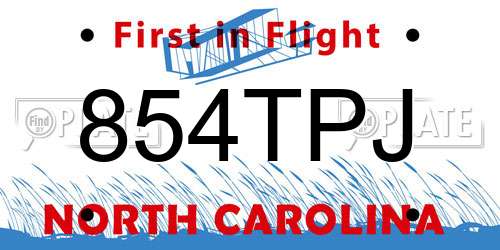 854TPJ North Carolina License Plate