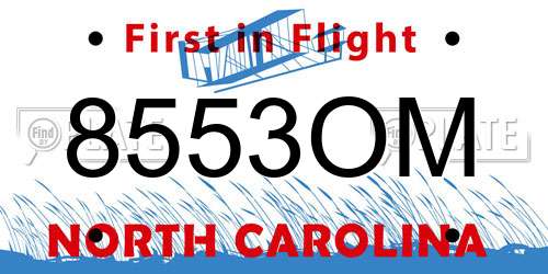 8553OM North Carolina License Plate