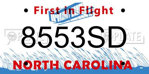 8553SD North Carolina License Plate