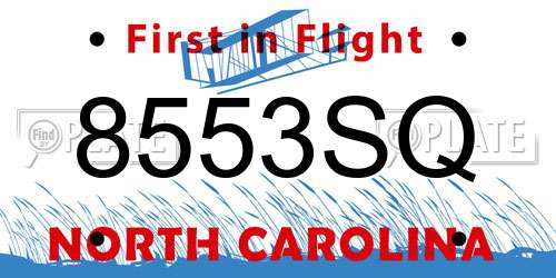 8553SQ North Carolina License Plate