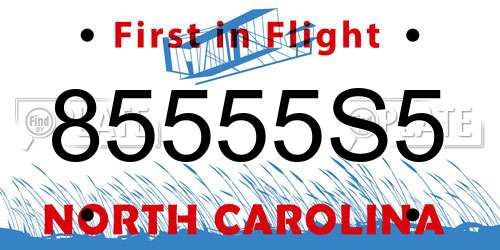 85555S5 North Carolina License Plate