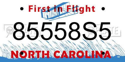 85558S5 North Carolina License Plate