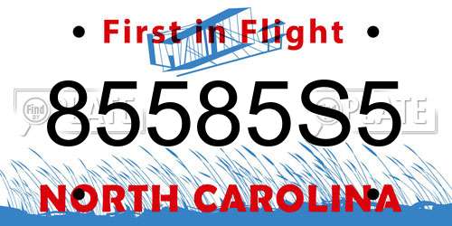 85585S5 North Carolina License Plate