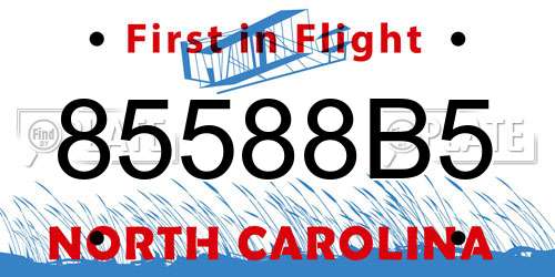 85588B5 North Carolina License Plate
