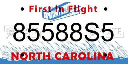 85588S5 North Carolina License Plate