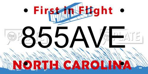 855AVE North Carolina License Plate
