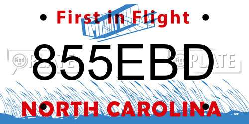 855EBD North Carolina License Plate
