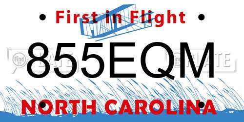 855EQM North Carolina License Plate