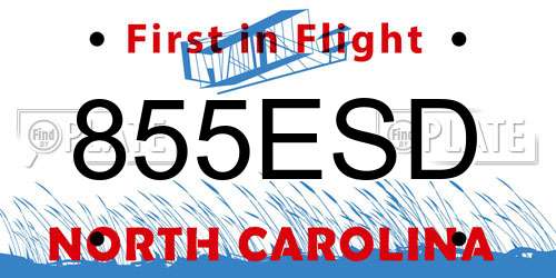 855ESD North Carolina License Plate