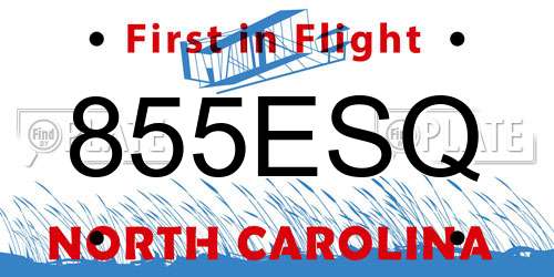 855ESQ North Carolina License Plate