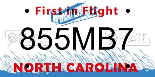 855MB7 North Carolina License Plate