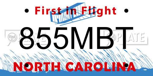855MBT North Carolina License Plate