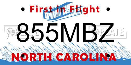 855MBZ North Carolina License Plate