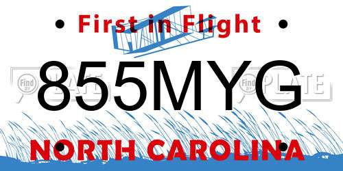855MYG North Carolina License Plate