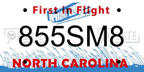855SM8 North Carolina License Plate