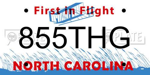 855THG North Carolina License Plate