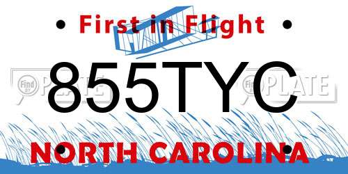 855TYC North Carolina License Plate