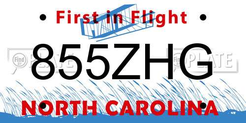 855ZHG North Carolina License Plate