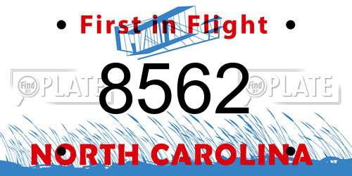 8562 North Carolina License Plate