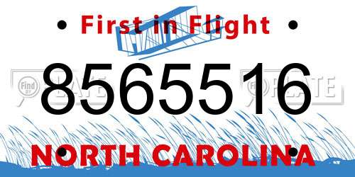 8565516 North Carolina License Plate