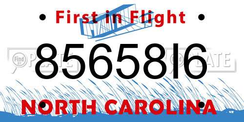 85658I6 North Carolina License Plate