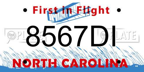 8567DI North Carolina License Plate